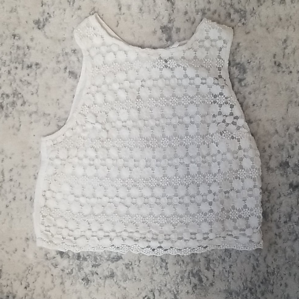 White lace crop top tank